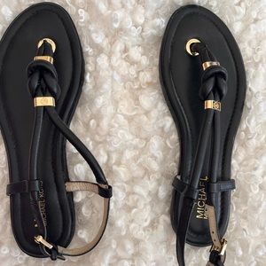 Black leather sandals